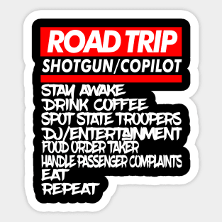 Co-pilot Family Road Trip Shirts Funny Vacation Summer Car Lover Enthusiast Gift Idea Sticker